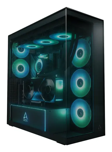 Arctic Cooling Xtender VG (BLACK)-PC Case-Mid Tower-Tempered Glass Panel-Included a-RGB Fans-VE