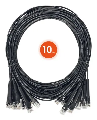 Intellinet Cat6 U/UTP Flexiboot Slim Network Patch Cable, 10 FT., Black, 10-Pack