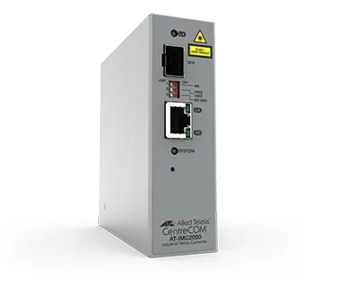 Allied Telesis TAA, 10/100/1000T to 100X/1000X SFP Industrial Temp Gigabit Media Converter