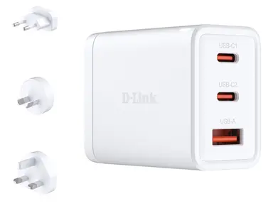 D-Link Systems 65W Gan Charger - Three USB-C/USB-A PORTS: Features USB-C X 2 And Usb-A X 1 to C