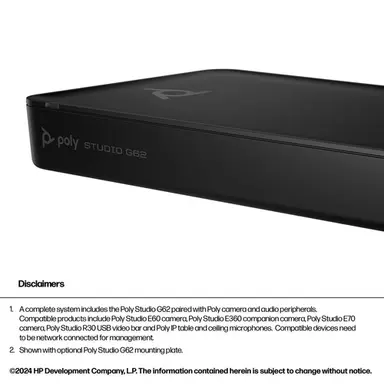 HP Poly Studio G62 Video Conferencing System with Mounting Plate Kit, image 4