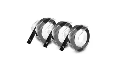 Dymo Embossing Labels 3/8 Black, 9.8 Length, 3 Rolls per Pack, Ideal for Home, O