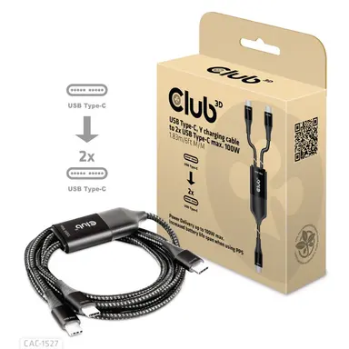 Club 3D B.V CLUB3D Is a USB-C to 2X USB-C Charging Cable (6 ft M/M). Fast Charge, image 6