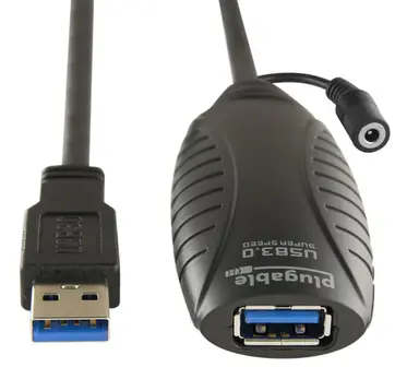 Plugable Technologies Plugable 10 Meter (32 Foot) USB 3.0 Active Extension Cable with AC Power Adapter, image 4