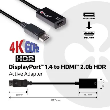 Club 3D B.V DP 1.4 to HDMI 2.0B Hdr Adapter, image 7