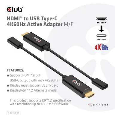 Club 3D B.V HDMI to USB Type C 4K 60HZ Adapter, image 7