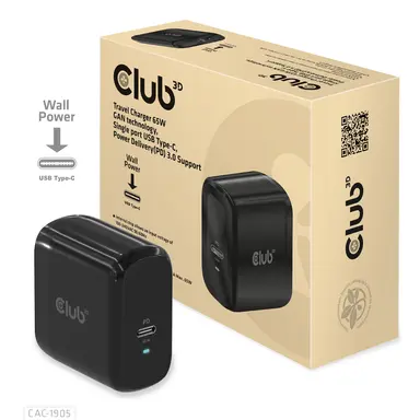 Club 3D B.V Single Port USB-C Travel Charger PPS 65W Gan Technology. Power Delivery (PD) 3.0, image 7