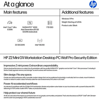 HP Z2 Mini G1I U9 285K 32GB 1TB Nvidia Quadro RTX 4000 (20GB) WIN11 Pro 3/3/3 WT, image 7