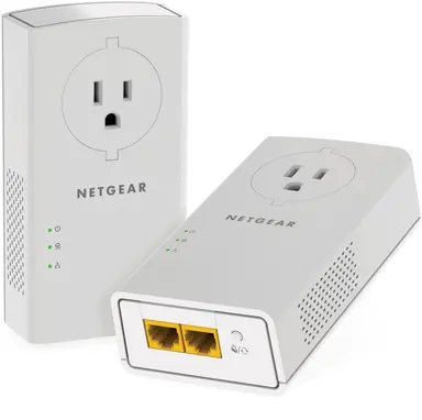 NETGEAR Powerline 2000 + Extra Outlet - Two (2) 10/100/1000MBPS Gigabit Ethernet Port