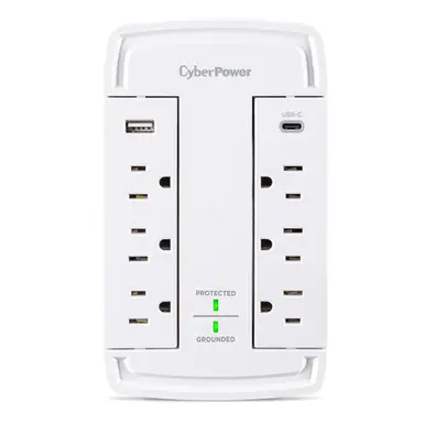 Cyberpower Systems (USA) Cyberpower Surge 5-15P Input Wall Tap White 6 - Nema 5-15R; 1 Type, image 2