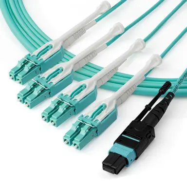 StarTech.com 3M (9.8 ft) MTP(F)/PC to 4X LC/PC Duplex Breakout OM3 Multimode Fiber Optic Cable, image 8