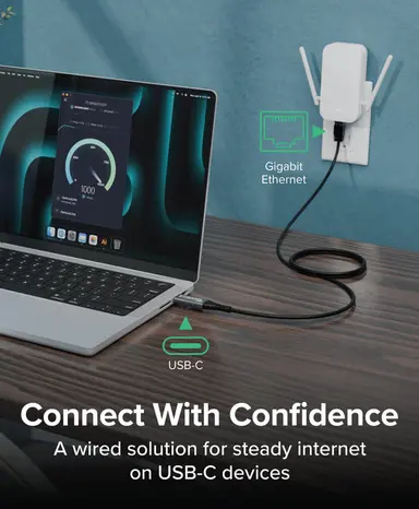 Plugable Technologies Plugable USB C to Ethernet Cable - Directly Connected LAN Gigabit Network Adapte, image 6