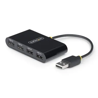 StarTech.com 4-Port USB 2.0 Hub, USB Bus Powered, Small Travel Mini USB Hub, Multi-Port USB 2