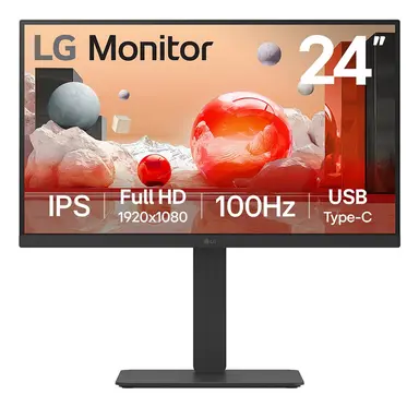 LG Electronics USA 24 in LG Monitor, 1920 × 1080, 16:9 IPS, HDMI, DP, USB-C USB 3.0
