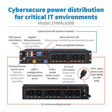 Eaton Single-Phase Managed Rack PDU G4, 208V, 10 C13 and 10 C39 Outlets, 24A, 5KW, L6, image 4