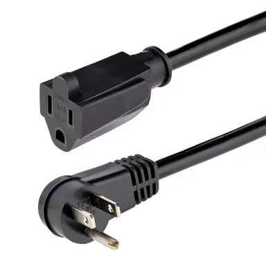 StarTech.com 6 ft (1.8 m) AC Power Extension Cable Right-Angle NEMA 5-15P to NEMA 5-15R; 125V 1