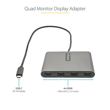 StarTech.com USB C to Quad HDMI Adapter, USB-C to 4X HDMI Monitor Converter for Windows, image 8