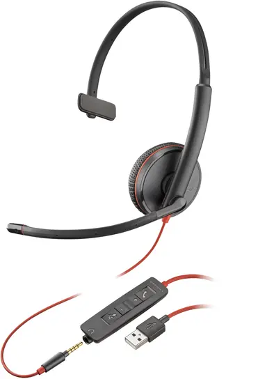 HP New Poly Blackwire 3215 Monaural USB-a Headset Limited 2-Year Warranty