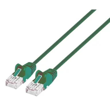 Intellinet Cat6 U/UTP Slim Network Patch Cable, 1 FT., Green