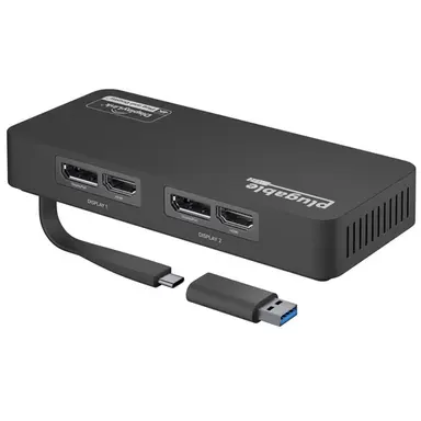 Plugable Technologies Plugable 4K DisplayPort and HDMI Dual Monitor Adapter for USB 3.0 and USB-C, Com, image 4