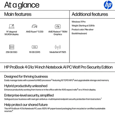 HP New HP ProBook 4 G1A Notebook AMD Ryzen 5 230(R5) 16 GB 256 GB PCIe Gbe Wi-Fi, image 8