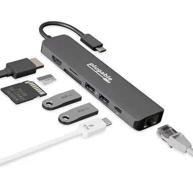 Plugable Technologies Plugable 7-in-1 USB C Hub Driverless Multiport Adapter with Ethernet, 100W Charg, image 4