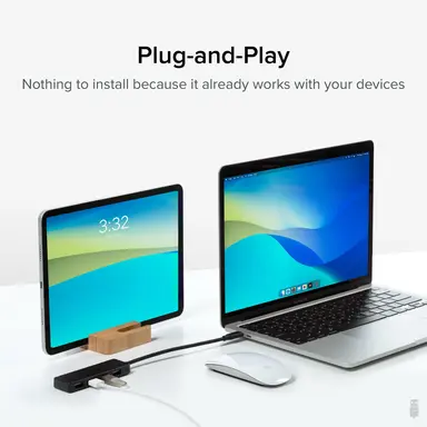 Plugable Technologies Plugable USB C to USB Adapter Hub, 4-Port USB 3.0 Hub, No Drivers Required, Wind, image 7