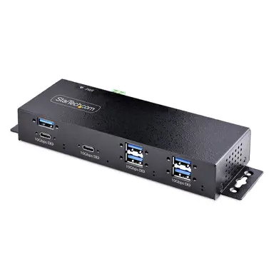 StarTech.com 7-Port Industrial USB 10GBPS Hub with Power Adapter, Metal, Mountable, 5X USB-a