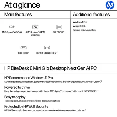 HPELITEDESK8MINIG1AAIRAI534016GB/512GBPC United States / Canada English, image 7
