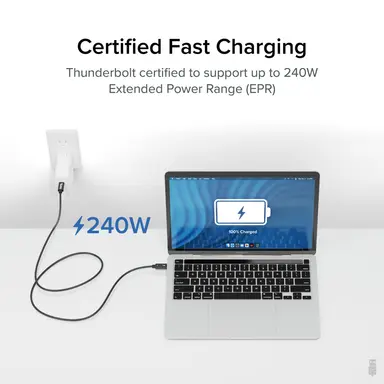 Plugable Technologies Plugable Thunderbolt 4 Cable, 1M (3.3 ft), 240W Epr Charging, Thunderbolt Certifi, image 6