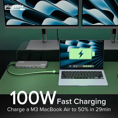 Plugable Technologies 14-in-1 Dock for Mac: Premium Aluminum Housing with Space Gray Finish; Supports, image 6