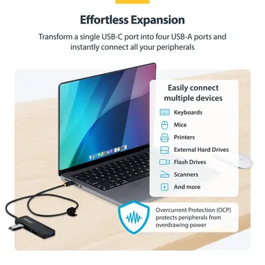 StarTech.com 4-Port USB-C Hub, 5GBPS, Bus Powered, USB-C to 4X USB-a Mini Hub, Extra Long 2 ft, image 6