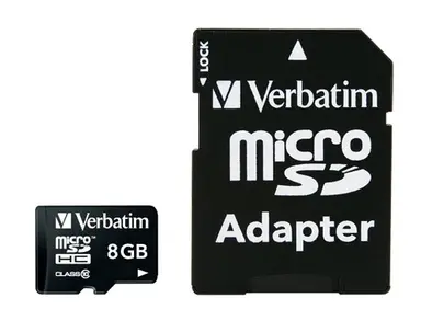 Verbatim Americas 8GB Premium microSDHC Memory Card with Adapter, UHS-I V10 U1 Class 10