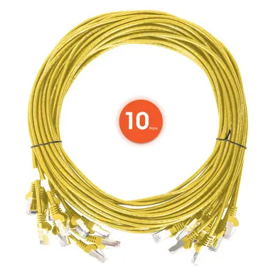 Intellinet Cat6 U/UTP Slim Network Patch Cable, 0.5 FT., Yellow, 10-Pack
