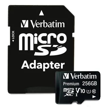 Verbatim Americas 256GB Class 10 Memory Card W/Adapter, image 6