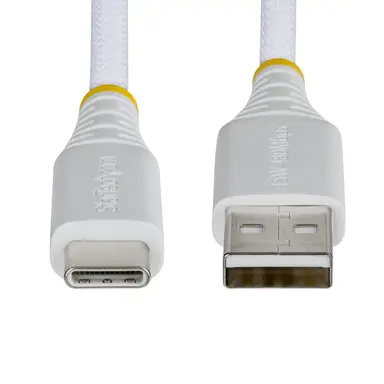 StarTech.com 1 ft (30cm) USB-a to USB-C Fast Charging Cable, 15W 3A, Dual-Layer Braided Nylon/Tpe Jacket, Durable USB-a to Type C Charger Cord, White USB a to USB C Cable, image 6