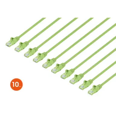 Intellinet Cat6 U/UTP Slim Network Patch Cable, 0.5 FT., Bright Green, 10-Pack, image 6