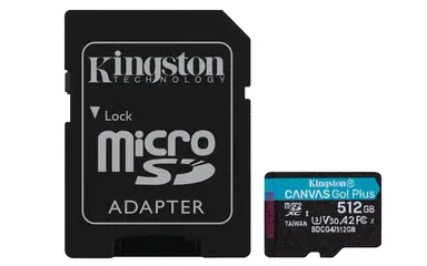 Kingston 512GB microSDXC Canvas Go Plus GEN4 200MB/S A2 U3 V30 Card + Adapter