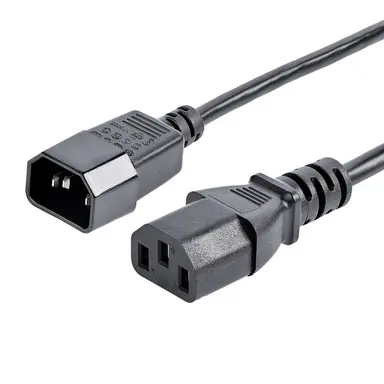 StarTech.com AC Power Cord 6 ft (1.8 m) 18AWG Power Supply Extension Cable IEC 320 C14 to IEC 3