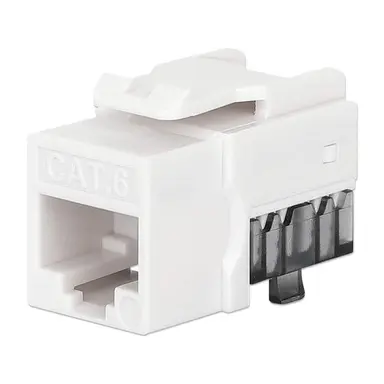 Intellinet Cat6 Slim Keystone Jack with Punch-Down Stand, White, 25-Pack