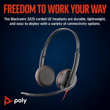 HP Poly Blackwire 3225 Stereo USB-C Headset +3.5MM Plug +USB-C/A Adapter, image 8