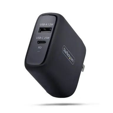 StarTech.com Deliver up to 25W USB-C Power Delivery (5V, 9V) Plus 12W USB-a Output for Phones
