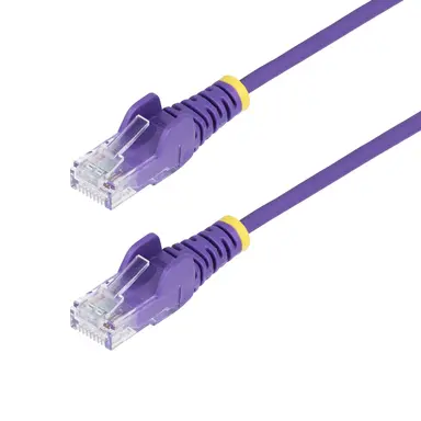 StarTech.com 1 ft Purple Slim Cat6 Ethernet Cable, Snagless, 100W PoE, UTP, LSZH, 28AWG Bare