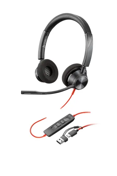 HP Poly Blackwire 3320 Headset +USB-C/A Adapter TAA US