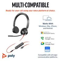 HP Poly Blackwire 3325 Stereo Microsoft Teams Certified USB-C Headset +3.5MM Plug, image 3