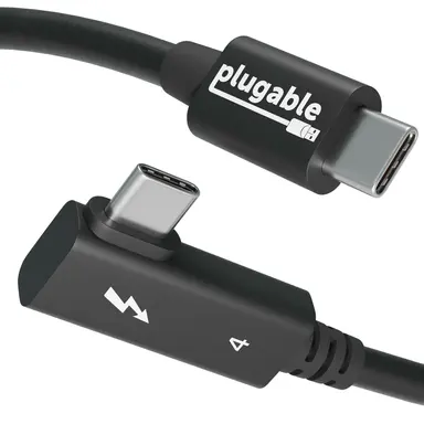 Plugable Technologies Plugable Thunderbolt 4 Cable Right Angle 40GBPS, 240W Epr Charging, 8K, Intel CE