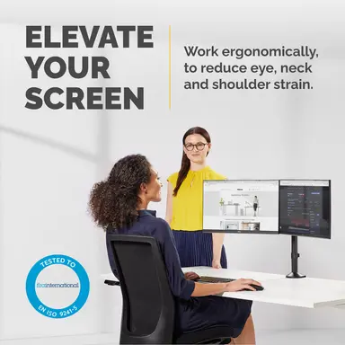 Fellowes Dual Monitor Arm Elevates Your Screens Off the Desk to Eliminate Clutter. Set U, image 6