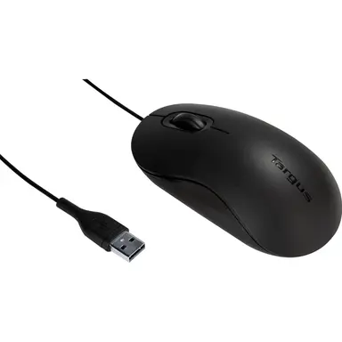 Targus Mouse - Optical - Buttons Qty: 3 - Wired - USB - Black - Work with Effortless