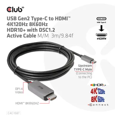 Club 3D B.V Club 3D USB Typec to HDMI Cable, image 8