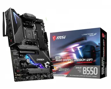 MSI Computer Mpg B550 Gaming Carbon WIFI AMD B550 BLACK/MATT ATX AM4 Supports 3RD Gen AMD Ryz